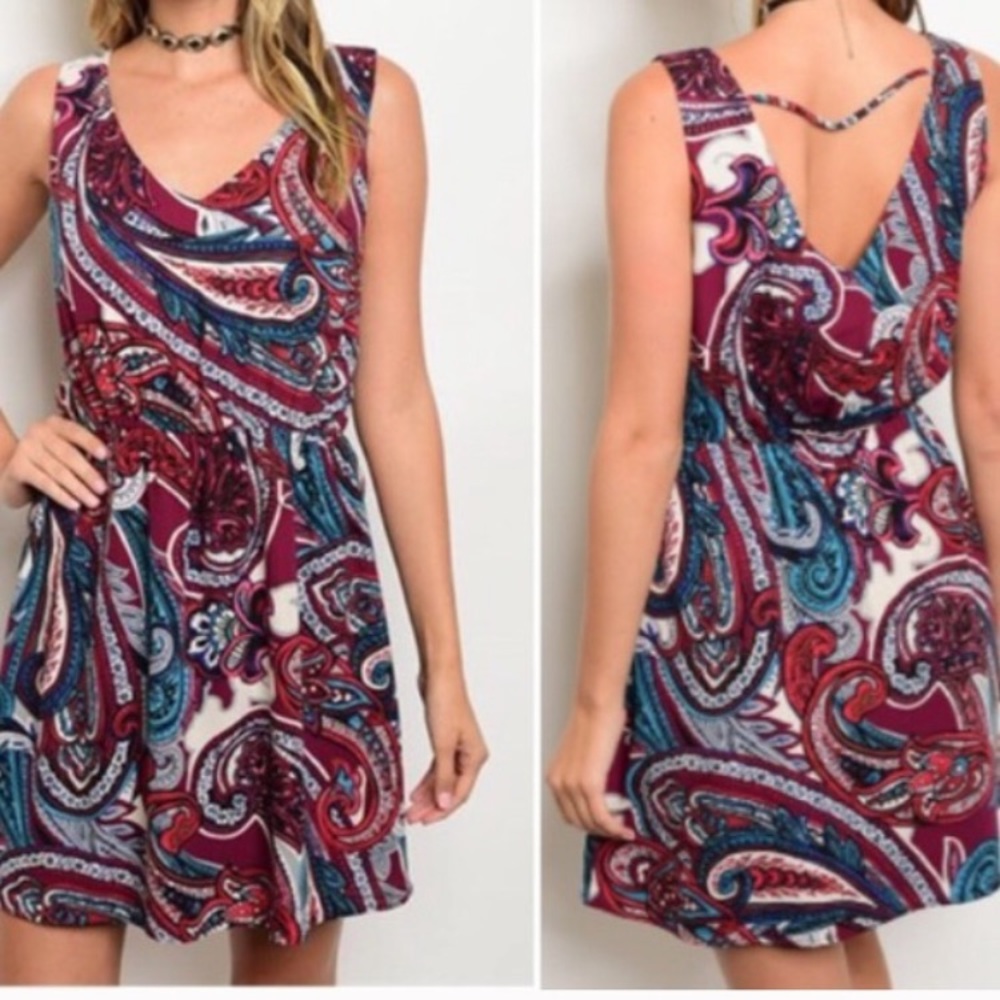 Pink Owl Paisley Print Dress —#121 - Picture 3 of 9